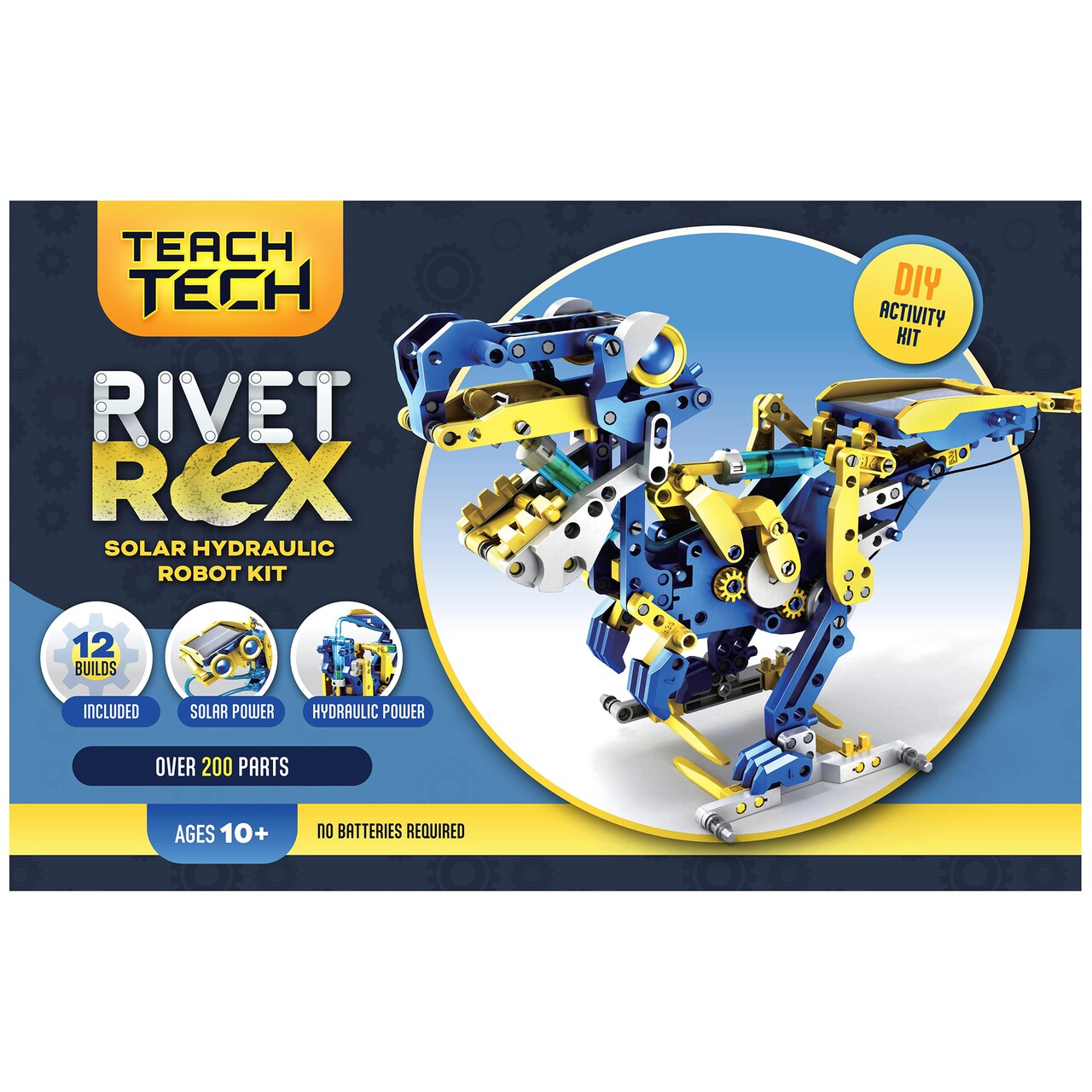 Teach Tech: Rivet-Rex Robot - DIY Build & Play Kit, Solar & Hydraulic Powered, Construct 12 Animal & Machine Models, STEM Educational Toy, Kids 10+